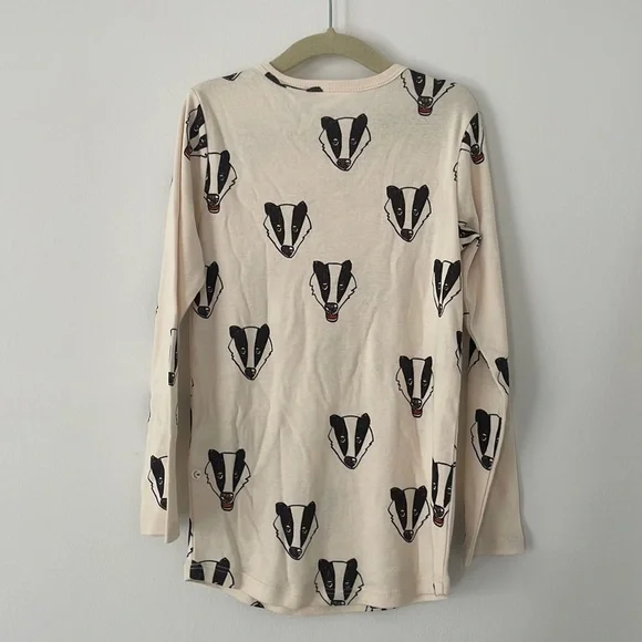 Mini Rodini Designer badger print kids long sleeve button top organic cotton 5-7 - Picture 5 of 12